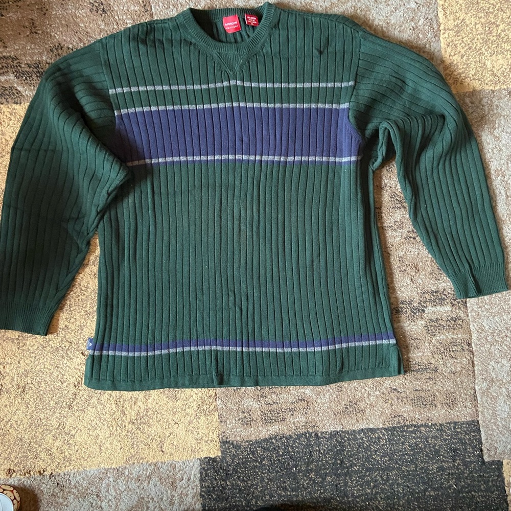 Vintage Arrow Green Striped Sweater Size XL